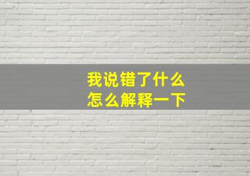 我说错了什么 怎么解释一下